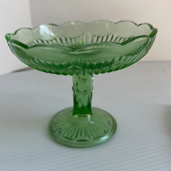 Vintage Green Depression Glass Pedestal Style Candy Dish - Picture 1 of 5